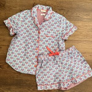 ANTONIO MELANI Blue and Pink Patterned Pajama Set